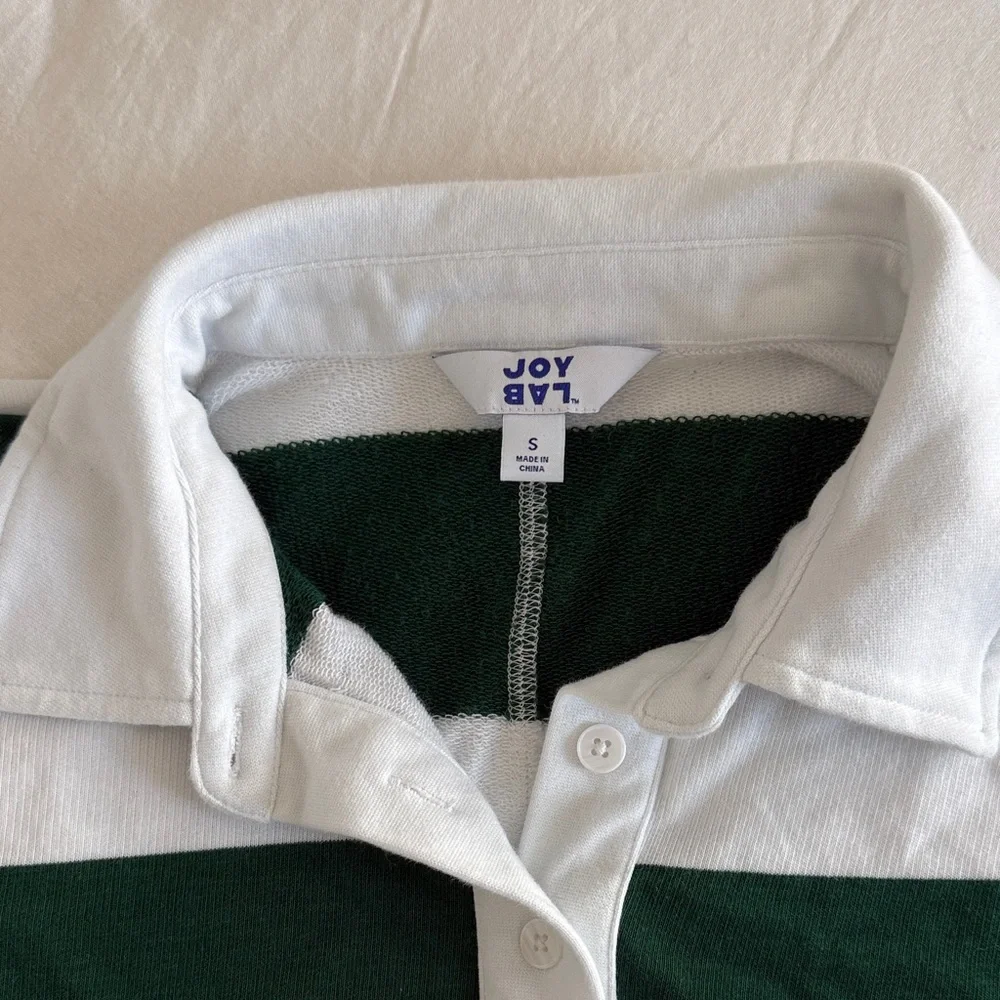 JoyLab Green and White Striped Crop Top - Picture 3 of 5